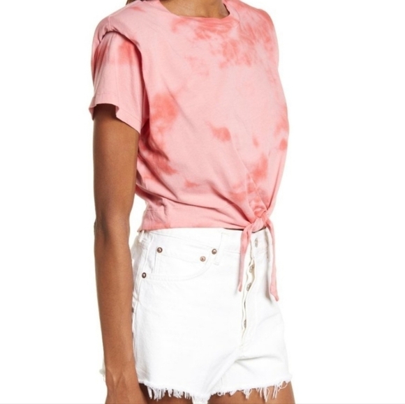 ALL SAINTS PINK TIE DYE CROP TOP W SHOULDER PADS SIZE X-SMALL - Picture 8 of 8